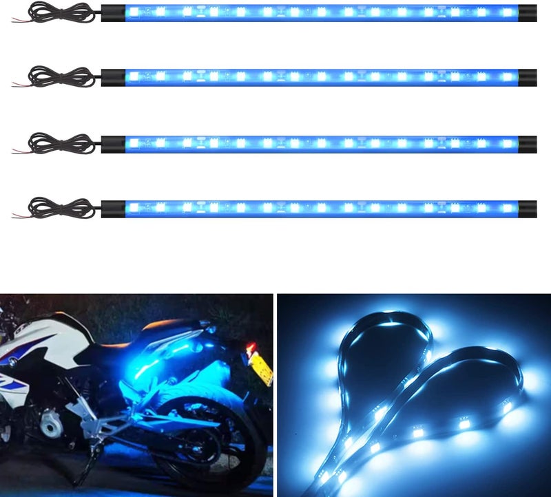 YM EBright Led Strip Lights for Cars 27CM 5050 15SMD 300Lumen Waterproof Car Underglow Lights- Motorcycles Golf Cart Boat Led Interior Exterior Lights Strip Decoration DC-12V Ice Blue,Pack of 4 - Image 1